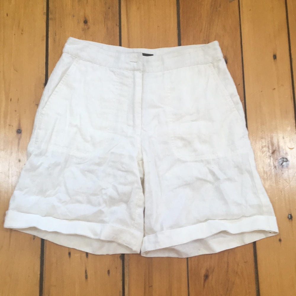 100% linen white summer shorts